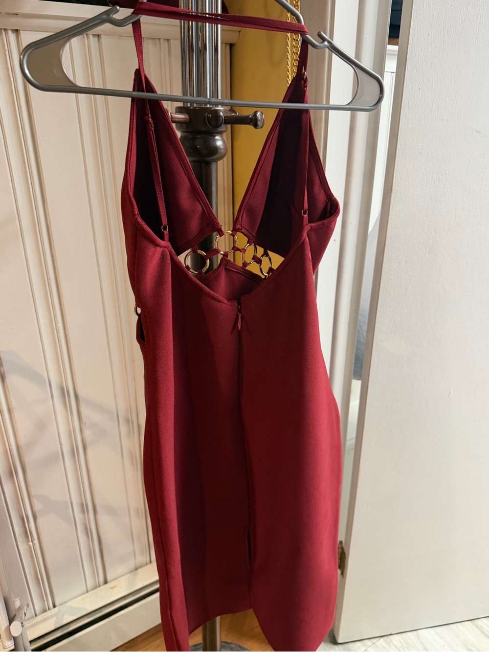 Fashion Nova Burgundy Ring-Detail Bodycon Dress - Picture 2 of 4